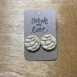 Concha Earrings Back Post Clay Handmade Holiday Fun